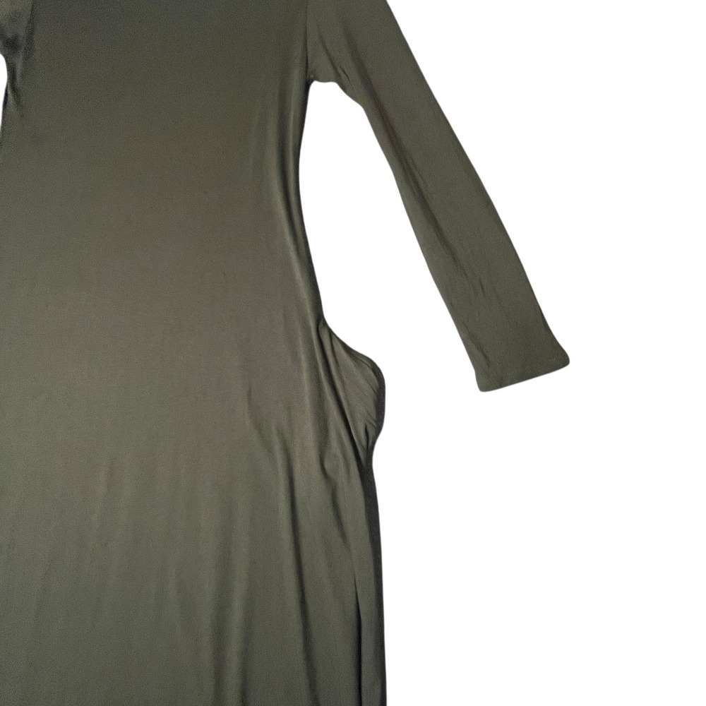 Soft Surroundings Petite S Green Cotton Maxi Dress Pockets Flowy Minimalist - Picture 10 of 12